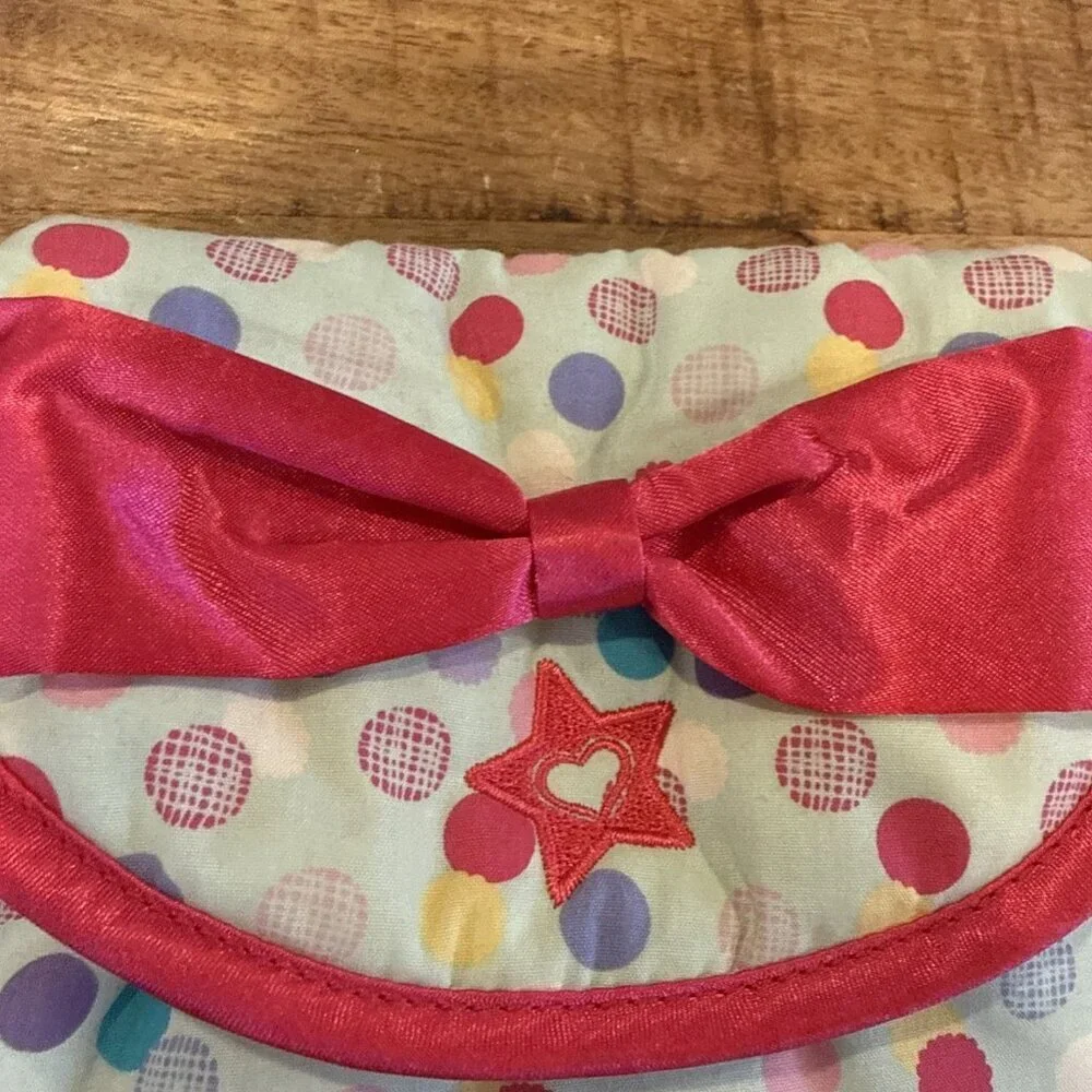 American Girl Bitty Baby Twins Doll Pink MOMMY PURSE for Child Blue Pink Dots